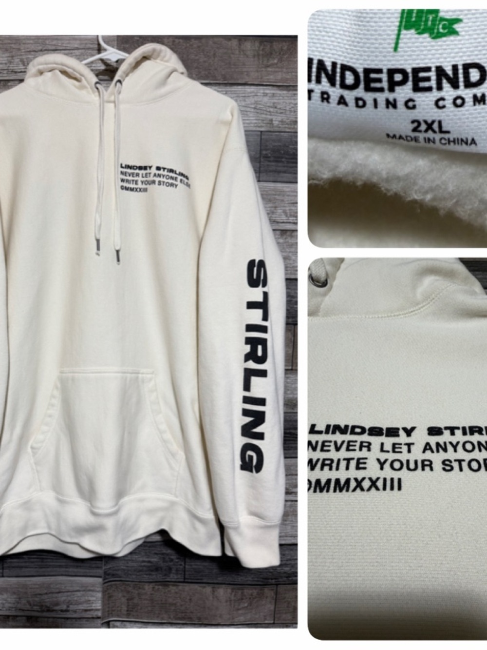 Lindsey Stirling Pullover Hoodie Men’s 2XL Cream Heavyweight Fleece